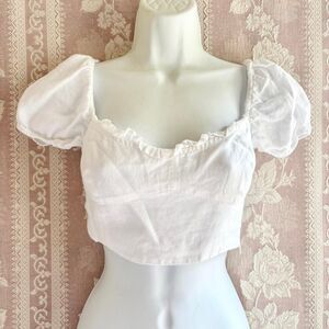 Wilfred Women's White Linen Crop Top